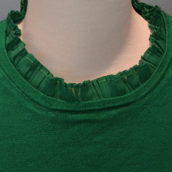 Adrianna Papell kelly green pleated chiffon sleeve knit sweater - Picture 3 of 6